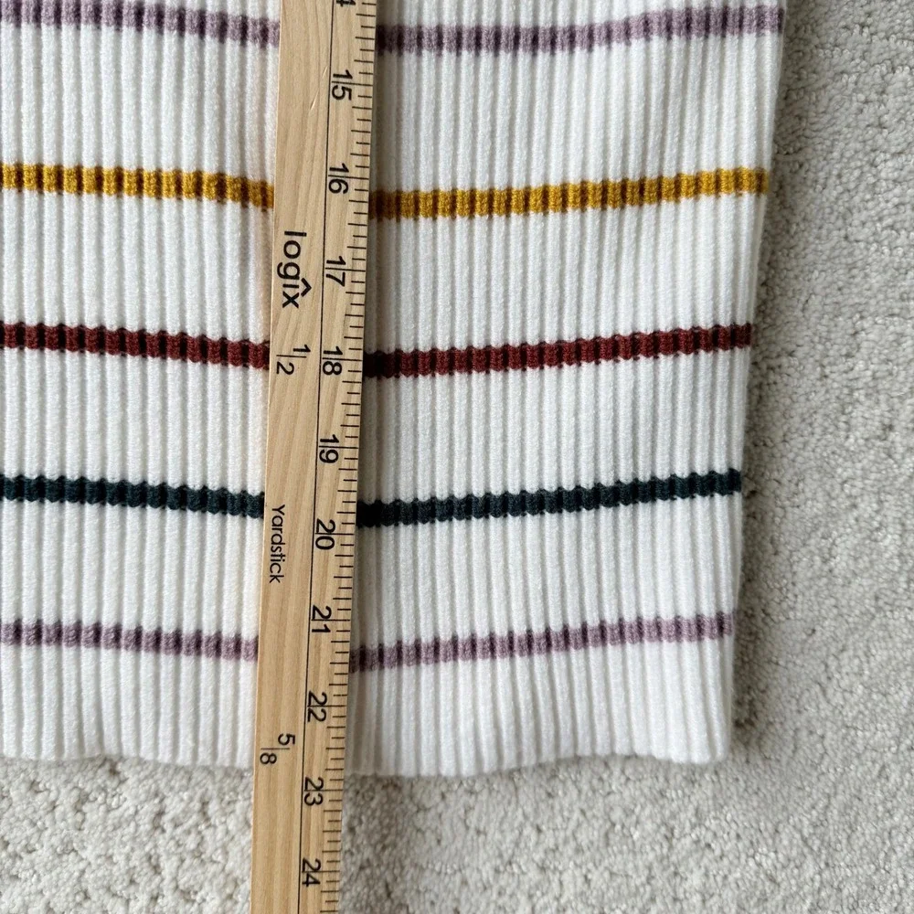 SAYLOR Keane Puff Sleeve Striped Knit Sweater‎ Cream Size L